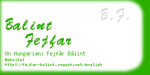 balint fejfar business card
